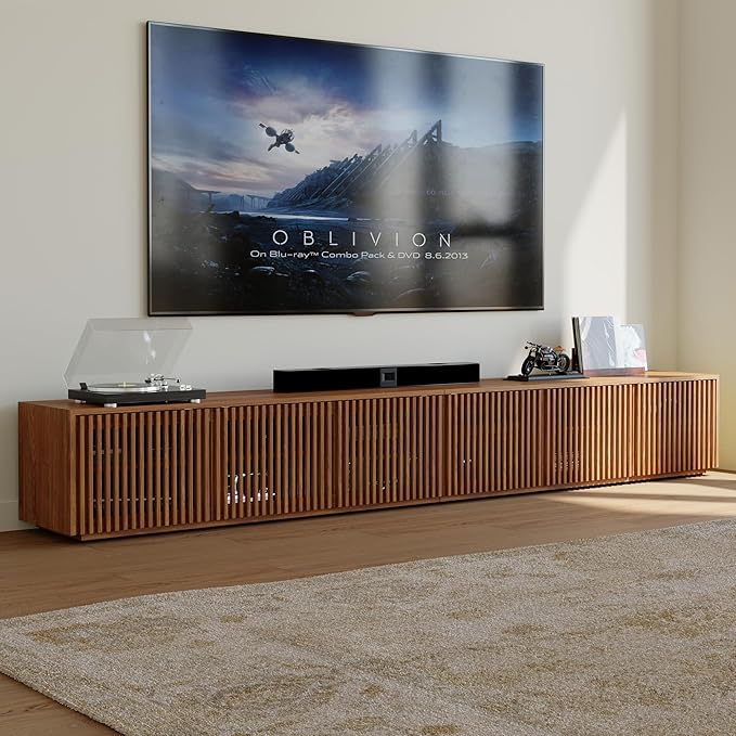 POVISON Full Assembled Mid Century Modern TV Stand, 118” Extra-Large