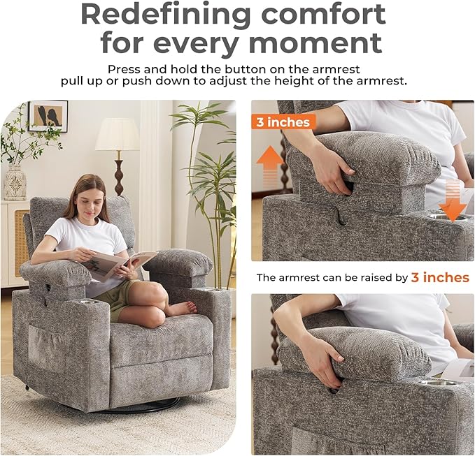 Oversized Power Recliner Chair Swivel Glider