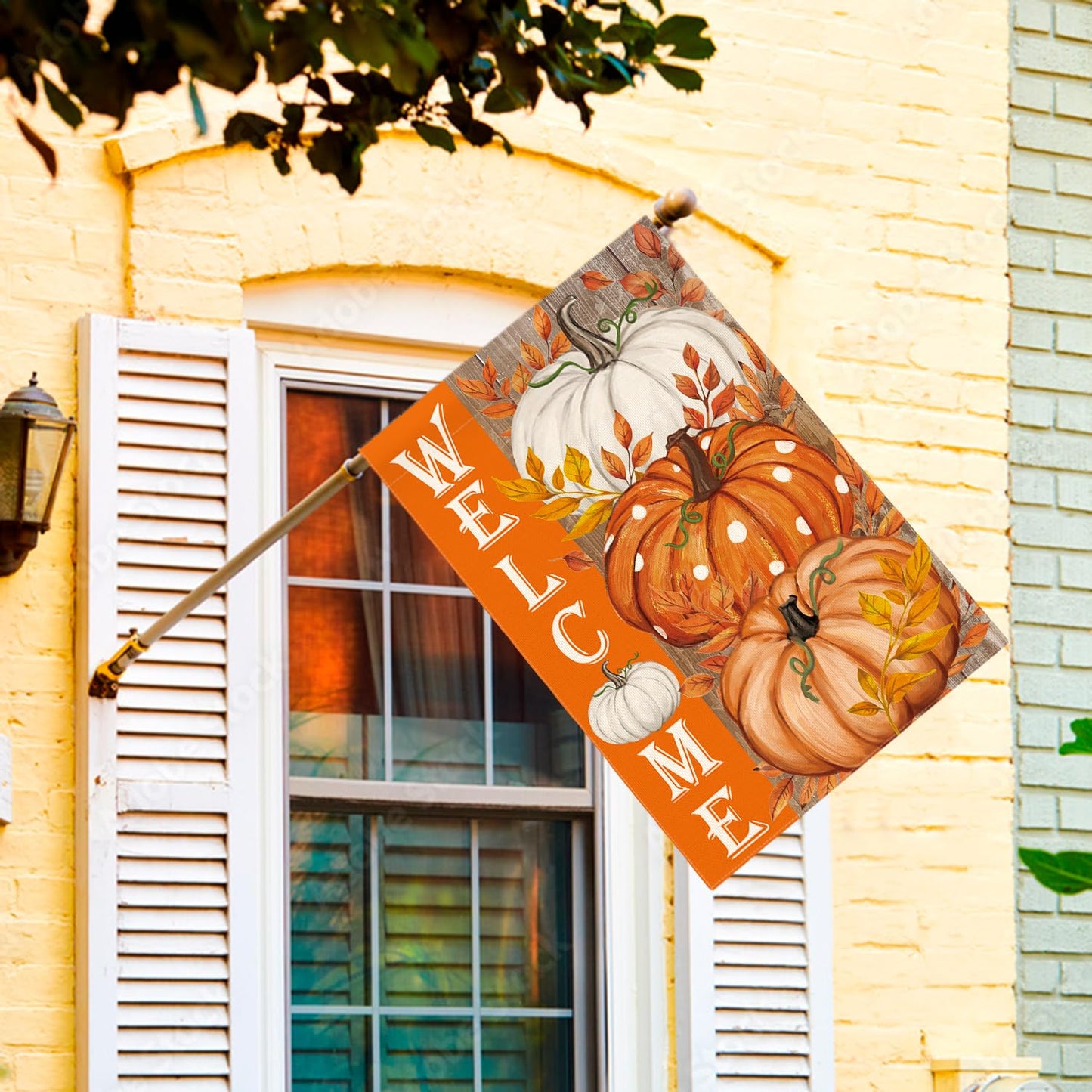 AVOIN colorlife Pumpkin Fall House Flag 28x40 Inch Double Sided Outside