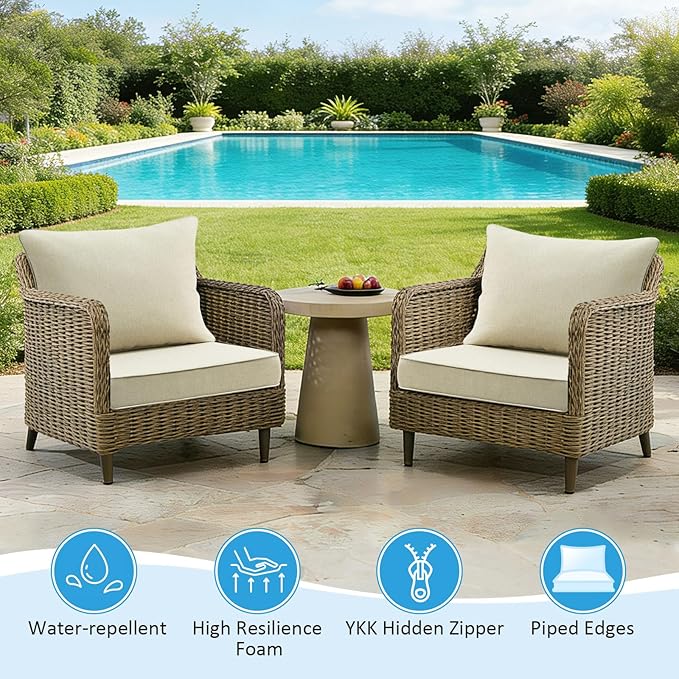 Outdoor Deep Seat & Back Cushion Set, 24 x 24 Inch Water Repellent and Fade