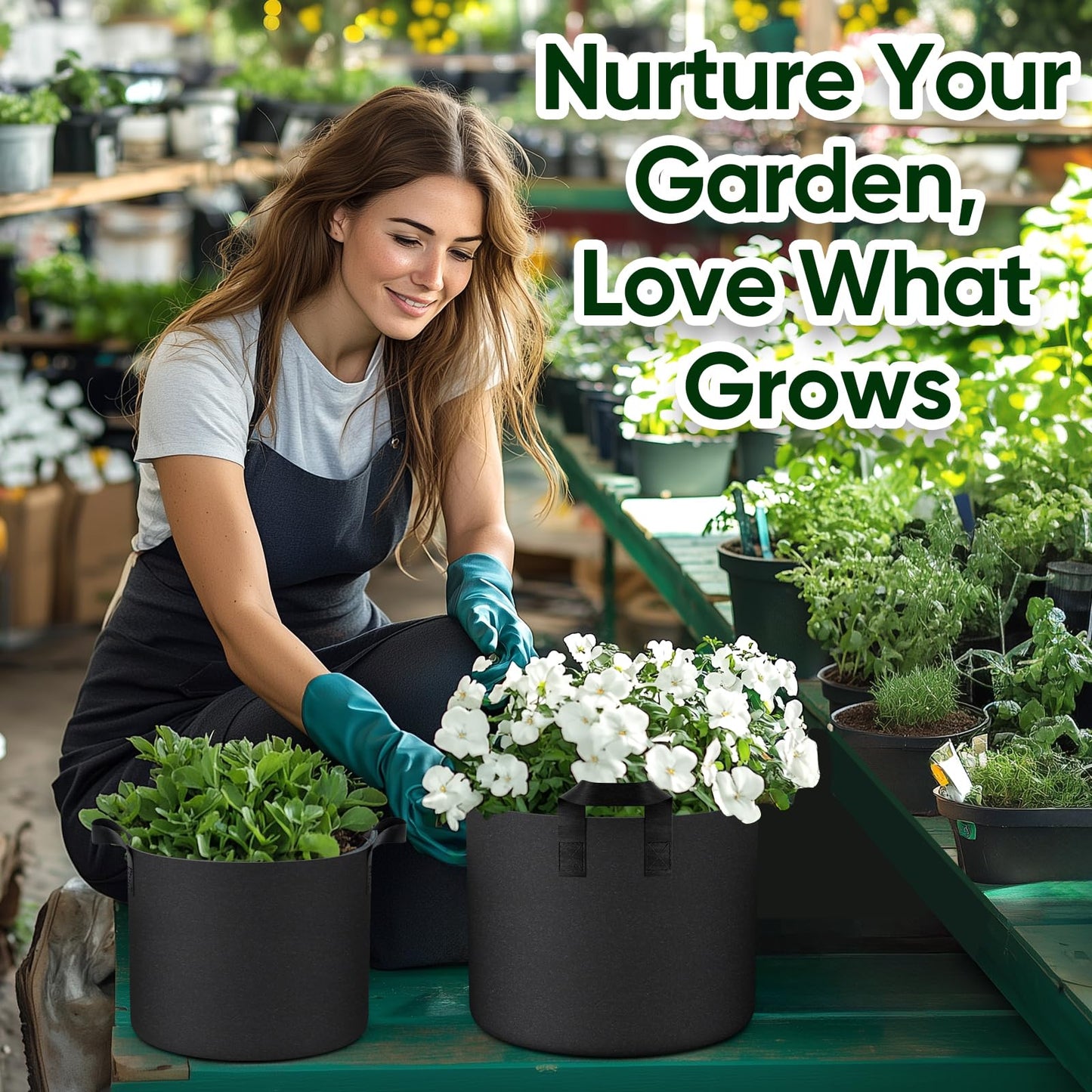 RVZHI Grow Bags for Potato 5-Gallon: 10 Pack Black 350G Heavy Duty Thickened Fabric Pots with Handles & Labels - Nonwoven Gardening Containers for Growing Plants Vegetable Fruit Tomato Flowers Herbs