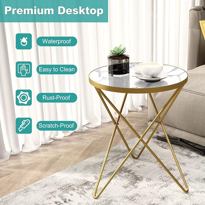 HLR Modern Round Side Table Set of 2, End Table
