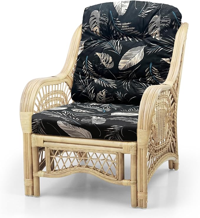 Malibu Lounge Living Accent Armchair Natural Rattan Wicker Handmade Design
