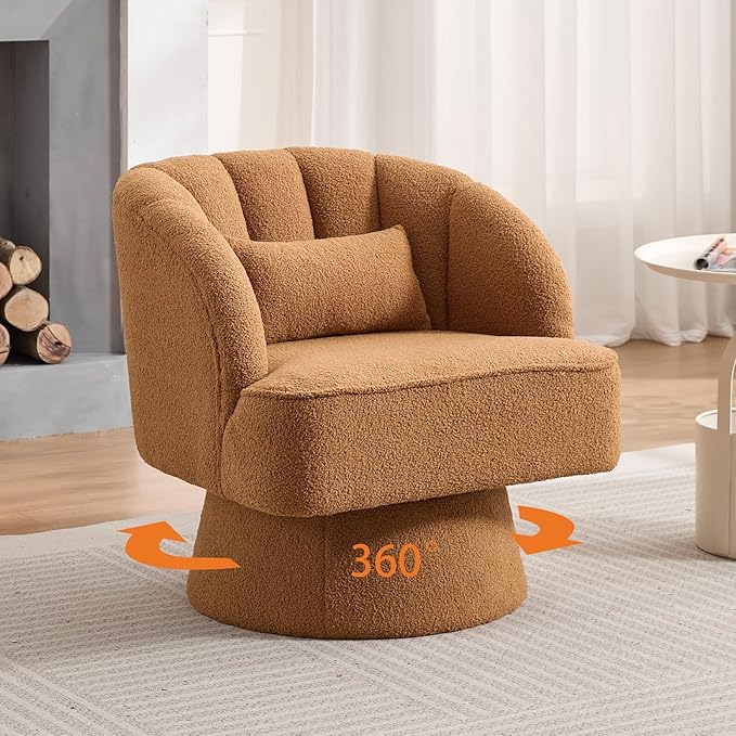 Garvee Ultra-Plush Swivel Accent Chair, 360° Barrel Lounge Chair