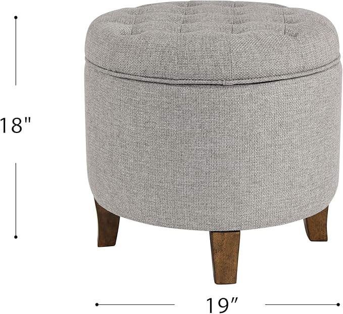 Homepop Home Decor | Upholstered Round Tufted Foot Rest Ottoman | Ottoman