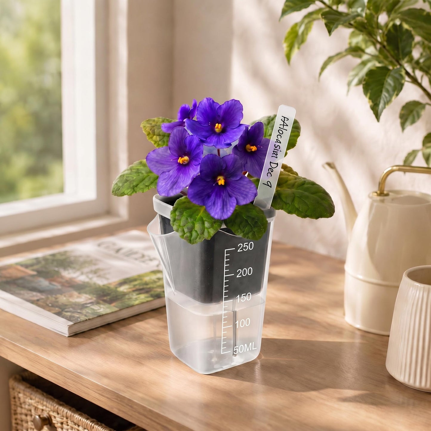 12 Pack 2.5" Self Watering Pots for Indoor Plants,Small Clear Plastic Planters with Water Level Indicator & Drainage Holes for Alocasia Propagation, African Violets, Seedlings, Cuttings and Succulents