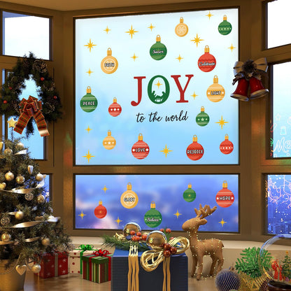 TOARTi Joy to The World Wall Decal Christmas Ball Window Cling Merry Christmas Light Ball Wall Stickers Xmas Christmas Bible Quotes Stickers Nativity Scene Decals Xmas Holiday Party Supplies