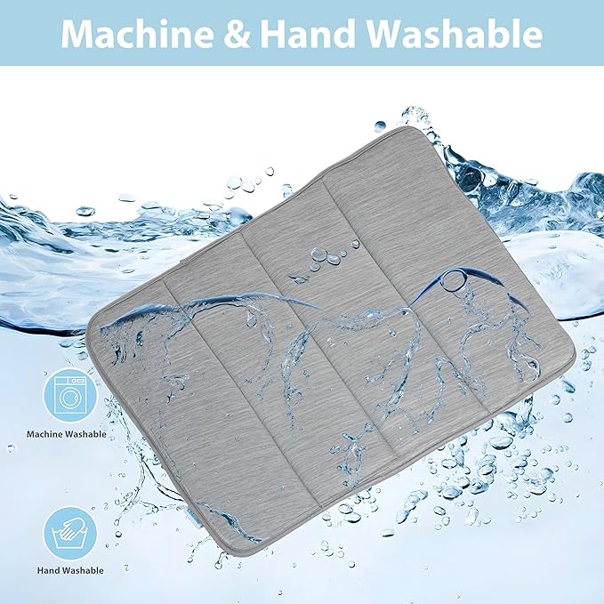 Cooling Dog Mat Q-Max>0.5 - Rapid Cooling Tech, Thin Breathable Crate Pad, Portable Washable Summer Mat, Chill Soothing Fabric - 41"x27" Extra Large Dog, Grey