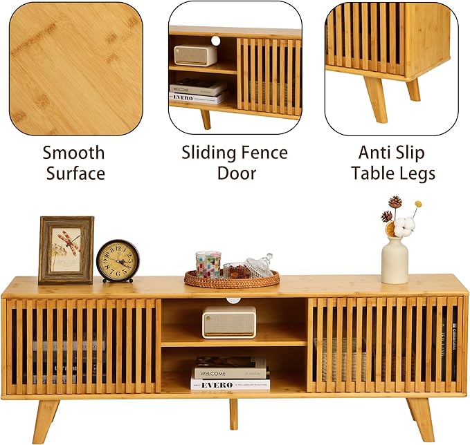 Bamboo TV Stand for TVs up to 65", Accent Entertainment Center