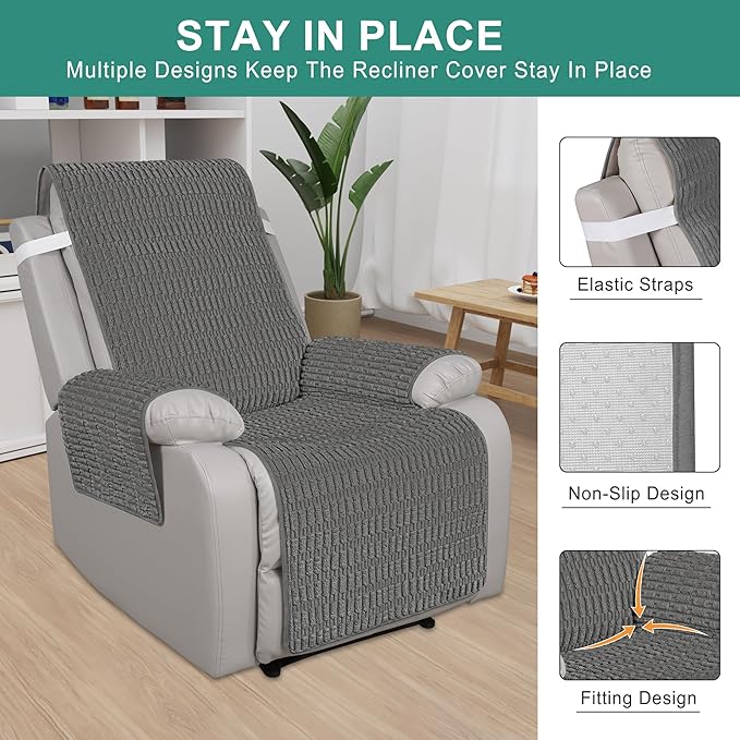 Foxdecor Recliner Chair Covers, Recliner Cover Non-Slip Chair Covers, Washable