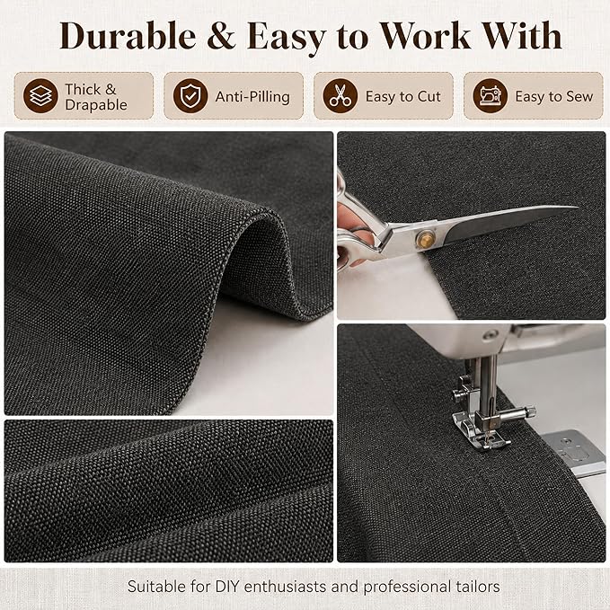 Mini Chenille Linen Blend Upholstery Fabric by the Yard, 57 Inch Wide Soft