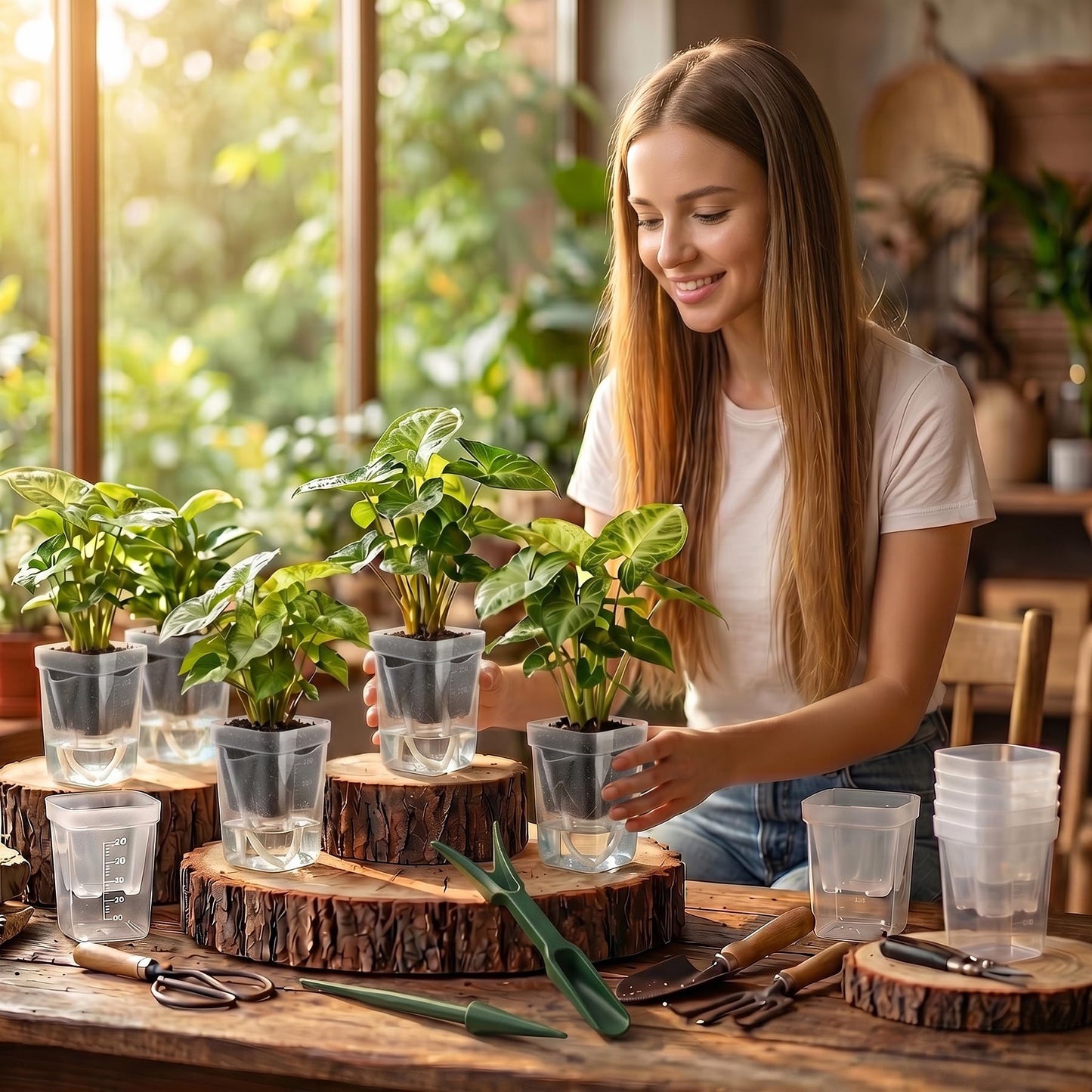 12 Pack 2.5 Inch Self Watering Pots for Indoor Plants, Clear Plastic Propagation Cups with Wick and Plant Labels for African Violets, Semi Hydro Pots,Small Seed Starter Cups, Bottom Watering Planters