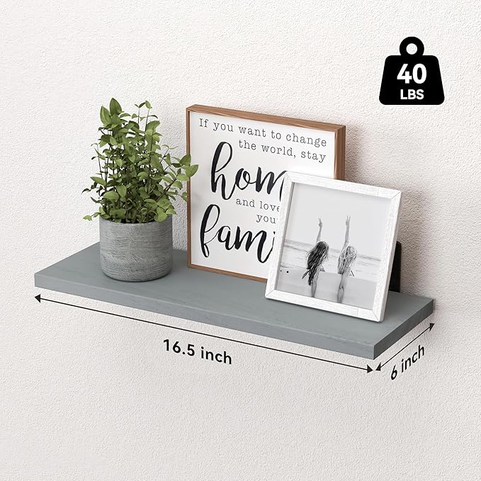 WOPITUES Wood Floating Shelves Set of 6, Shelves