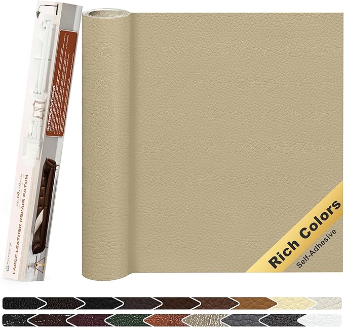 KING MOUNTAIN Leather Repair Patch, 12 x 60 Inches self Adhesive Leather Repair
