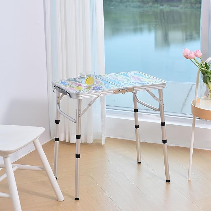 Folding Camping Table 2ft Portable Picnic Table Adjustable Height, Small