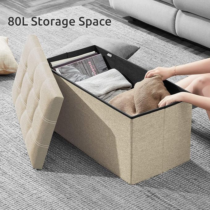 YOUDENOVA 30 inches Folding Storage Ottoman, Ottoman