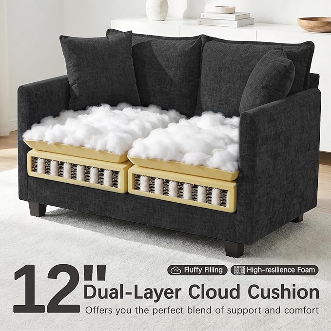 Loveseat Sofa, Comfy Chenille Small Couch