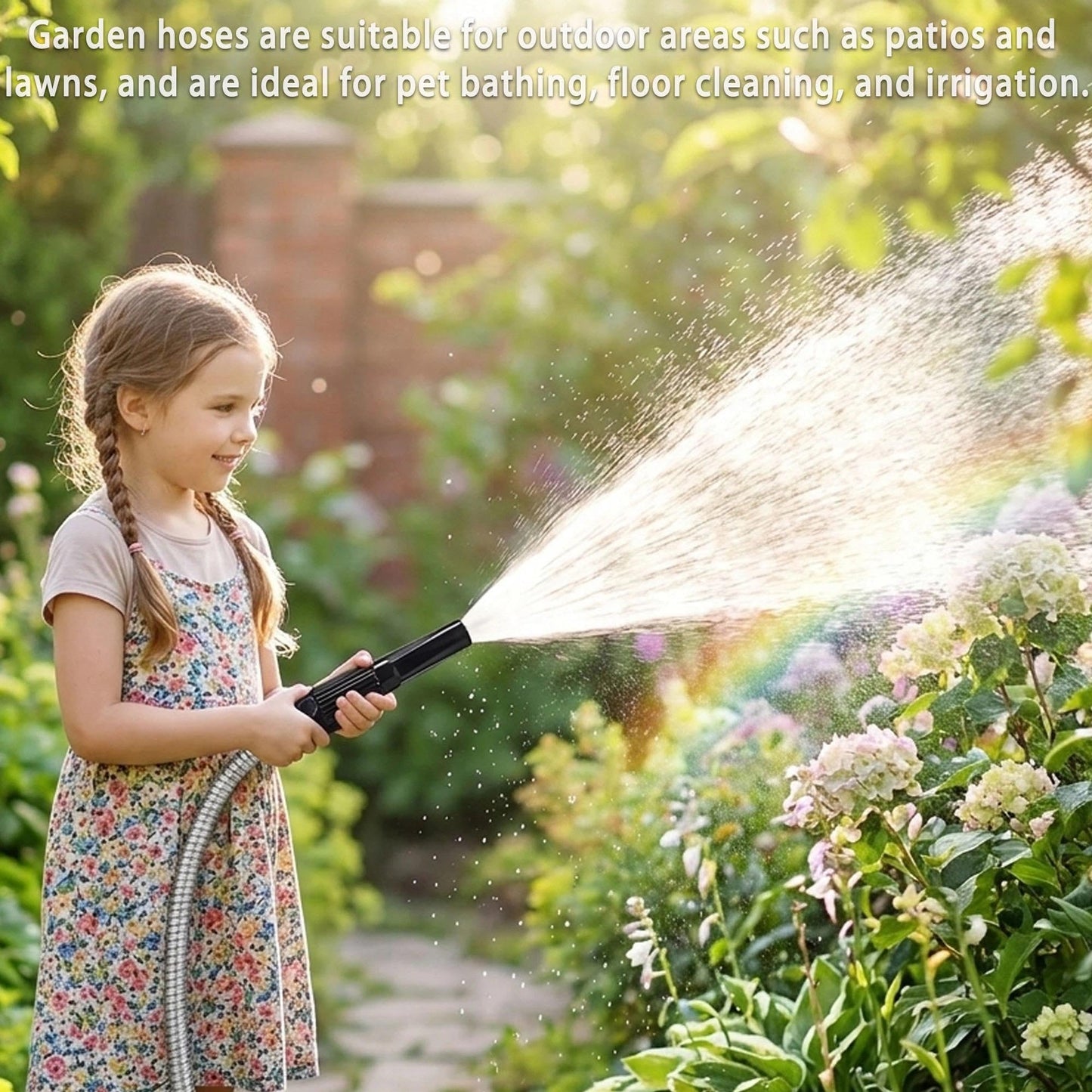 50ft Stainless Steel Garden Hose with 2 Nozzle Flexible Water Hose Lightweight Portable Tangle Free Metal Pipe for Patio Lawn Outdoor Heavy Duty Watering Water Pipe