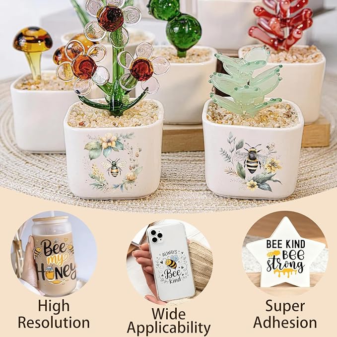 4 Sheets Rub on Transfers for Crafts, Bees Furniture Transfers for Wood