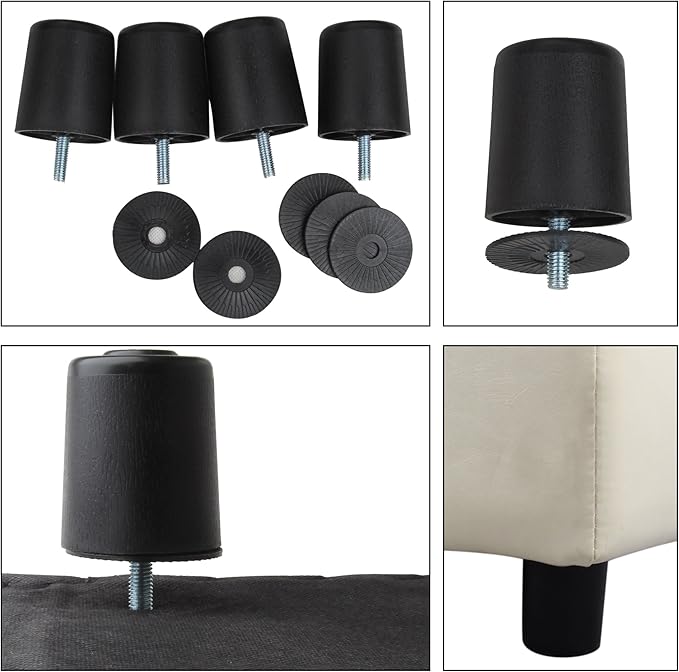 H&B Luxuries Tufted Leather Square Flip Top Storage Ottoman Cube Foot Rest