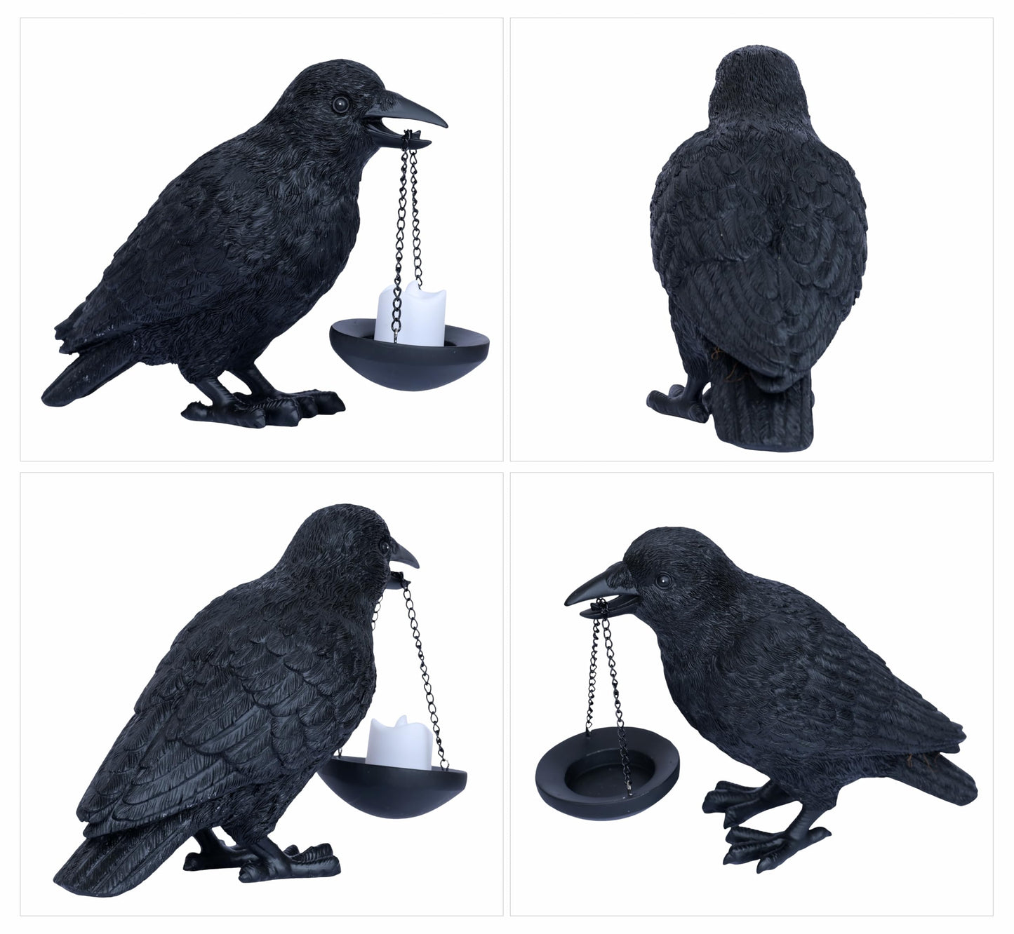 Gothic Home Decor Raven Lamp Tealight Candle Holder Halloween Decorations Indoor Fake Crow Light Holder Resin Black Bird Statue for Living Room Fireplace Entrance Holiday Spooky Ornaments
