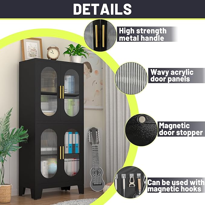 PAOFIN 61" Black Pantry Storage Cabinet, Kitchen Pantry Cabinet
