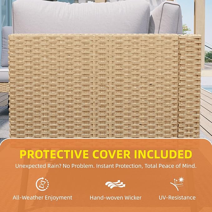 Aoxun 6-Piece Patio Furniture Set, Wicker Outdoor Furniture