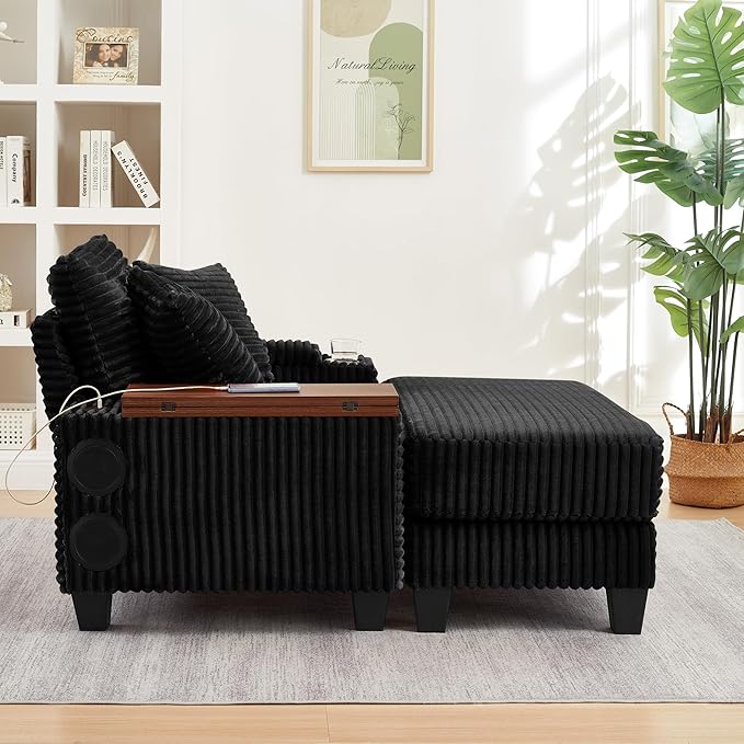 KEIKI Corduroy Storage Armrest Sofa, Single Versatile Seat