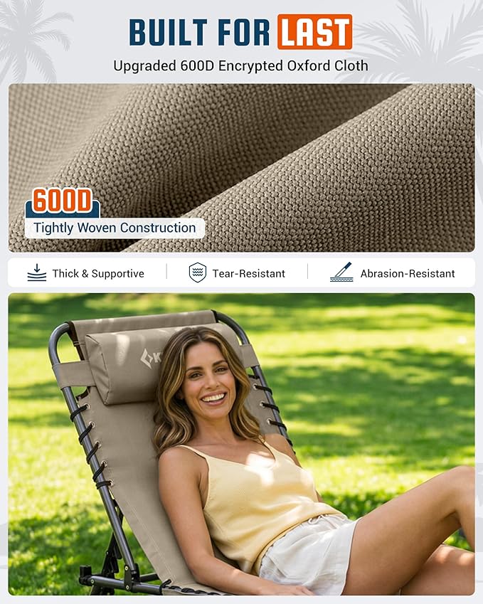 KingCamp Tanning Chair with Face Hole, Lounge Chairs Outdoor Folding Comfy