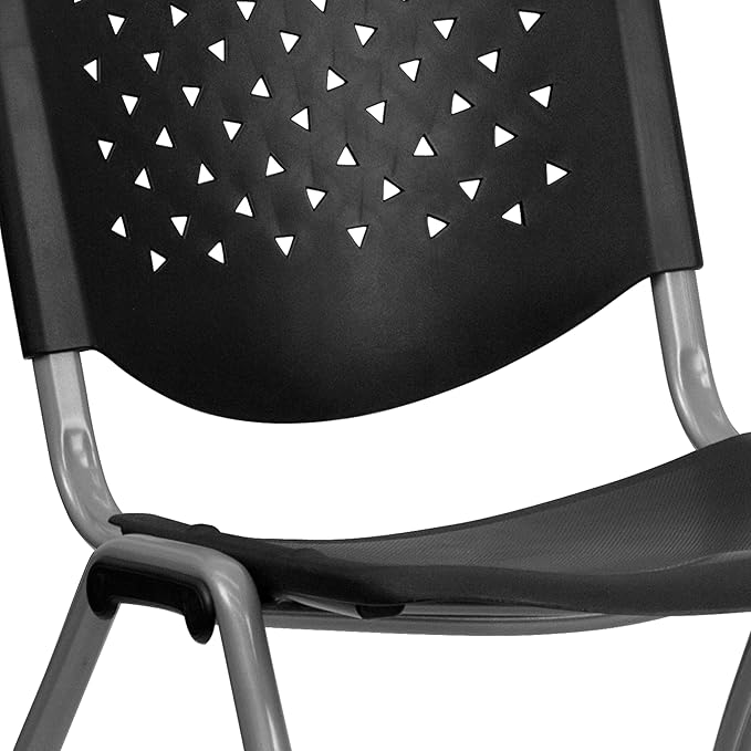 Flash Furniture HERCULES Series 880 lb. Capacity Black Plastic Stack Chair