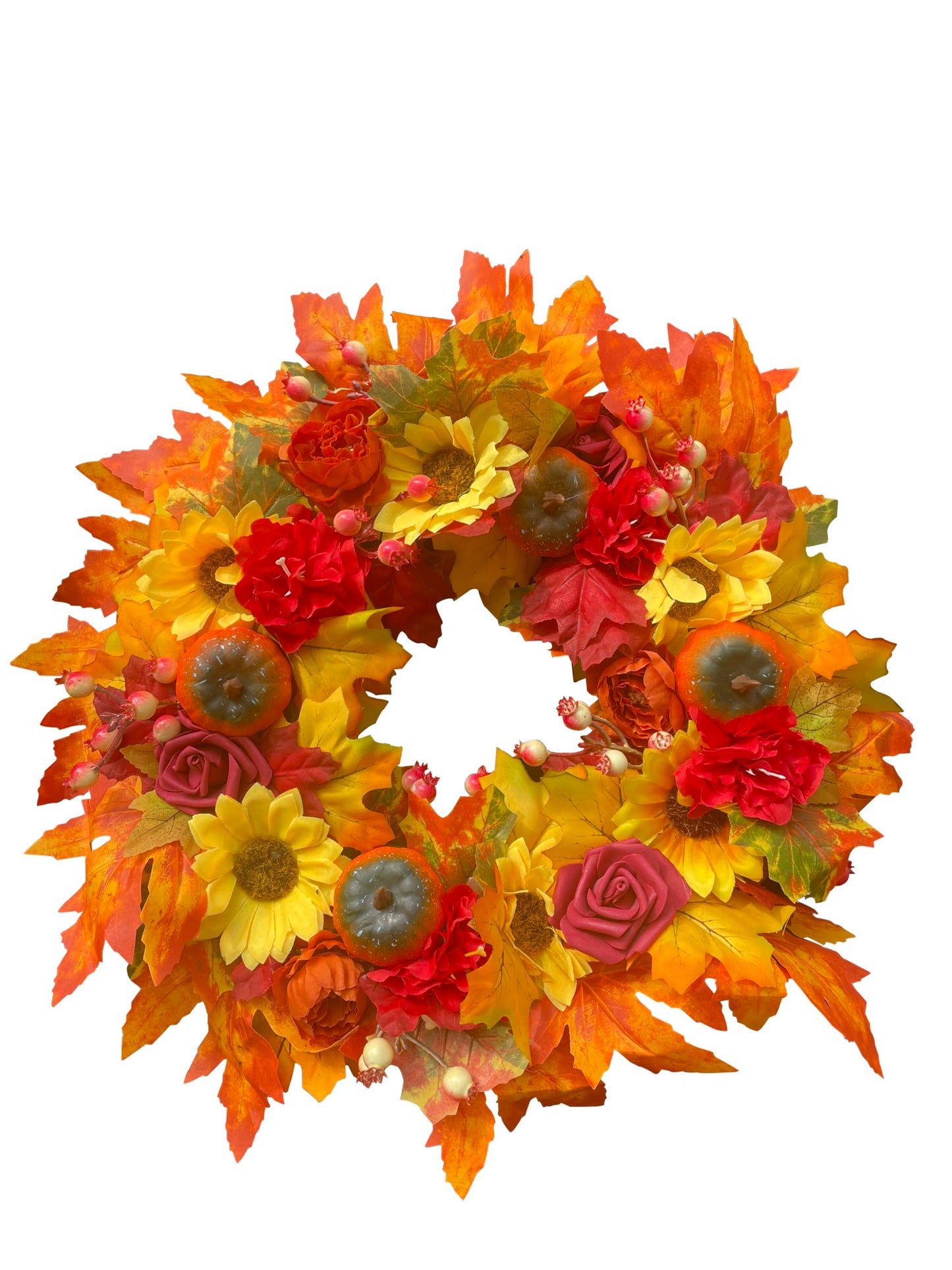 DOTKV Fall Wreaths for Front Door 18 inch Wreaths Maple Leaf Wreaths Sun Flower Wreaths for Front Door Wreaths Outside Autumn Wreaths for Halloween Thanksgiving Decor