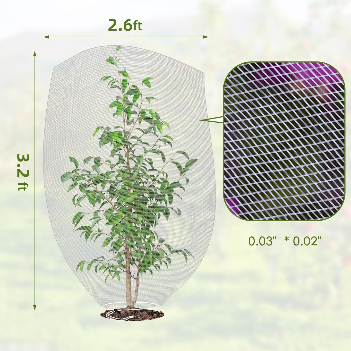 Mesh Plant Cover 3PCS,Garden Netting Mesh Outdoor,Netting for Tomato Plants,Garden Bug Netting Plant Cover,Bird Netting for Garden,Fruit Tree Netting (2.6 x3.2 ft)