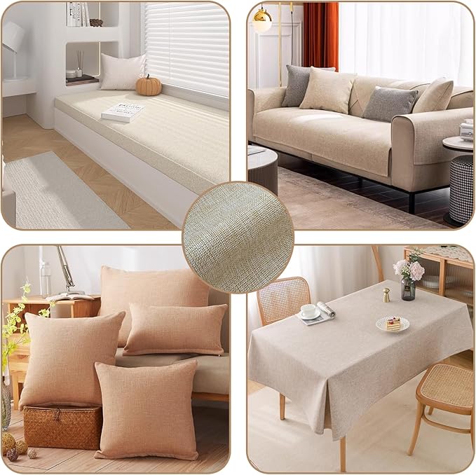 Heavy Linen Fabric 40x57 Inches, 1.2mm Thickness, Plain Solid Color Cloth