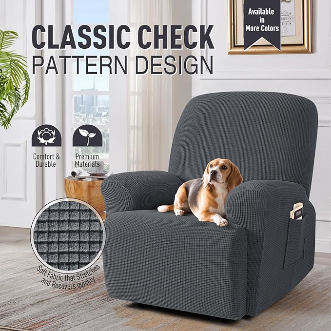 TAOCOCO Recliner Cover 4-Pieces, Recliner Stretch Sofa Slipcover, Recliner