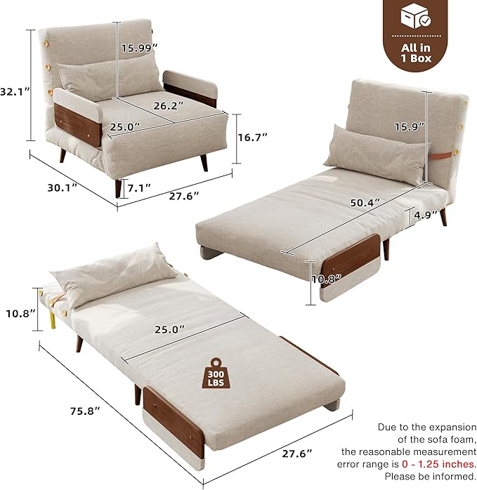 JASIWAY Convertible Sleeper Chair Bed