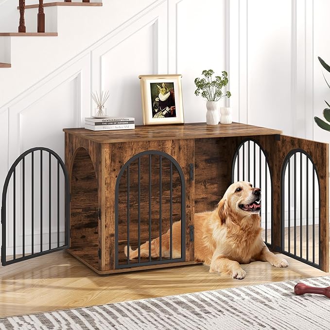 Hzuaneri 39.4" Wooden Dog Crate Furniture, Indoor Dog Kennel Dogs Cage