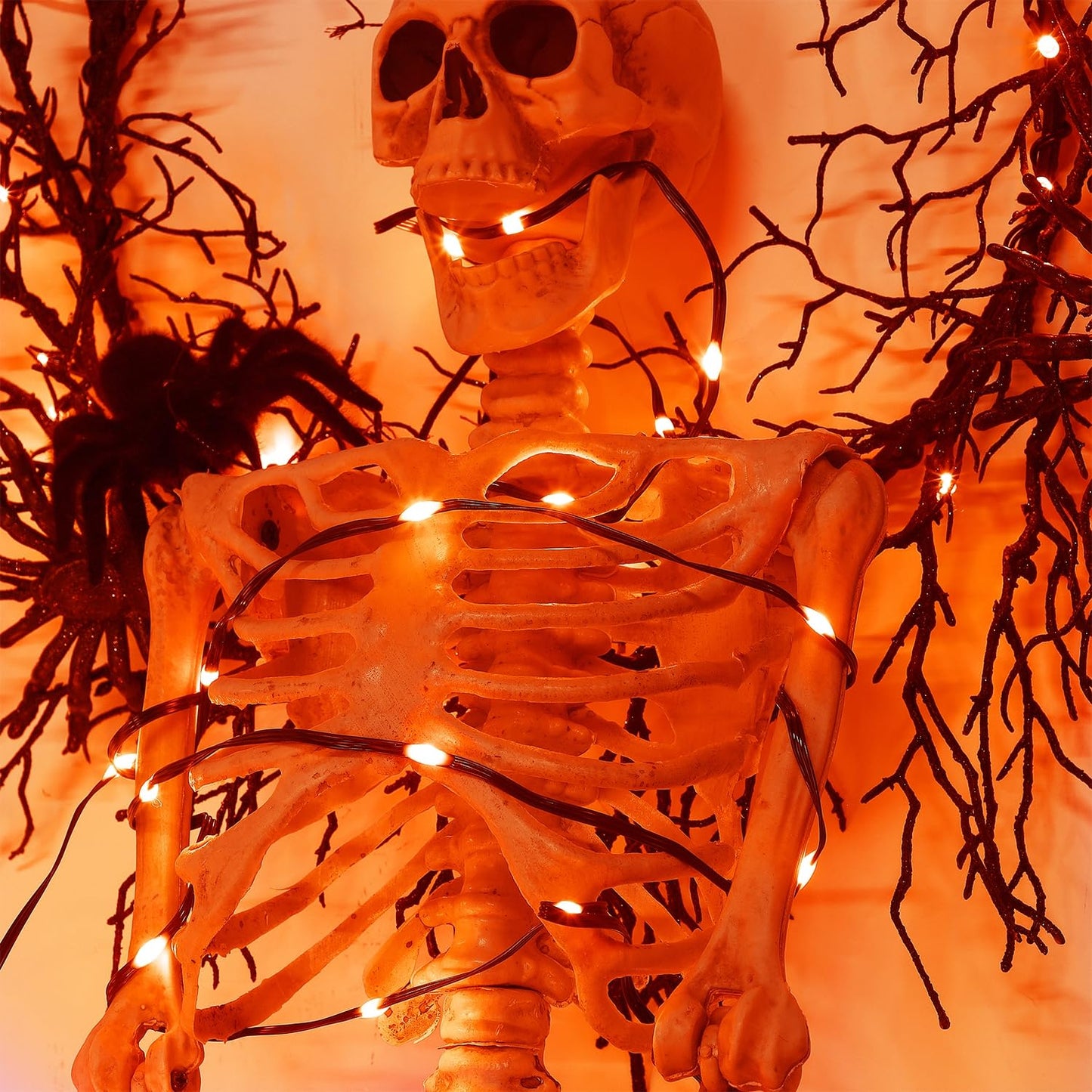 WATERGLIDE Extra Long 328 FT Halloween Lights, 1000 LED Outdoor Fairy String Light, Green PVC Copper Wire Christmas Lights, Plug in 8 Modes & Waterproof for Tree Party Home Yard Decor, Orange