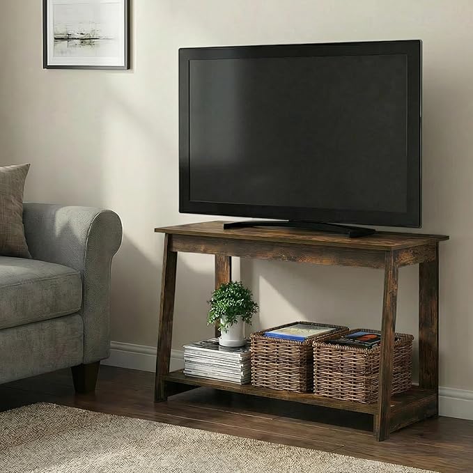Furinno Beginning TV Stand, 2-Tier Rectangular Entertainment Center