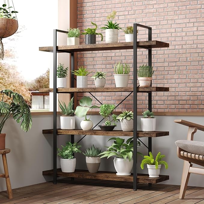 OtterOasis Heavy Duty 4-Tier Industrial Bookcase, 120lbs Shelf Capacity