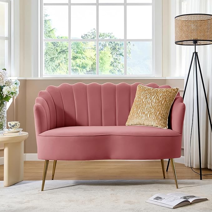 HULALA HOME Modern Velvet Loveseat Sofa