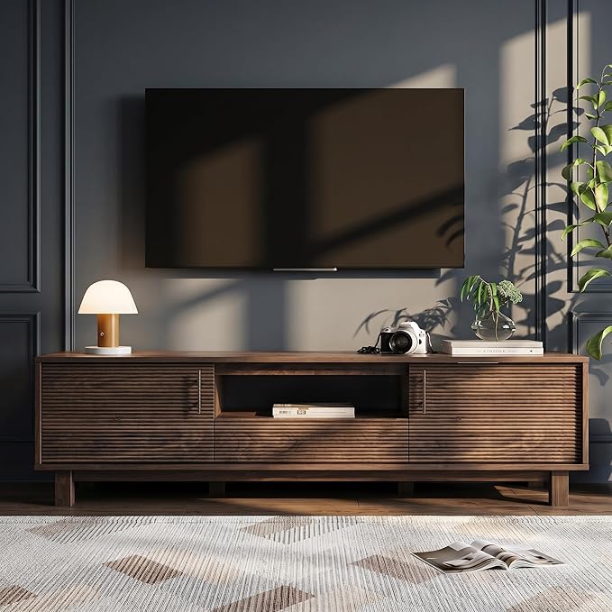 Marsail Mid Century Modern TV Stand up to 65 Inches, Fluted Entertainment Center