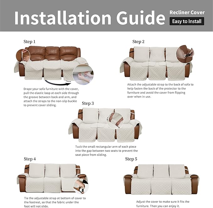 Easy-Going Oversized Recliner Sofa Cover, Reversible Couch Cover