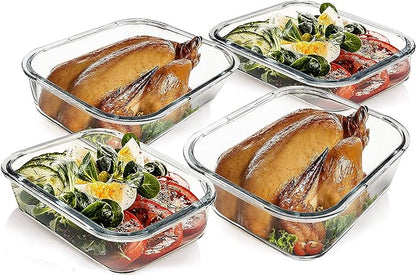 [80 oz & 36 oz]Extra Large Glass Food Storage/Baking Containers Set with Lids, 2 Pack 80 oz(10 cup)&2 Pack 36 oz (4.5 cup)Airtight Glass Container,Microwave,Oven,Freezer and Dishwasher, Green