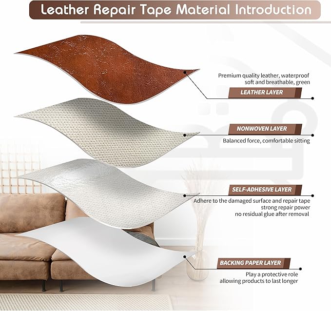 KING MOUNTAIN Leather Repair Patch, 16 x 60 Inches Self-Adhesive Repair Tape