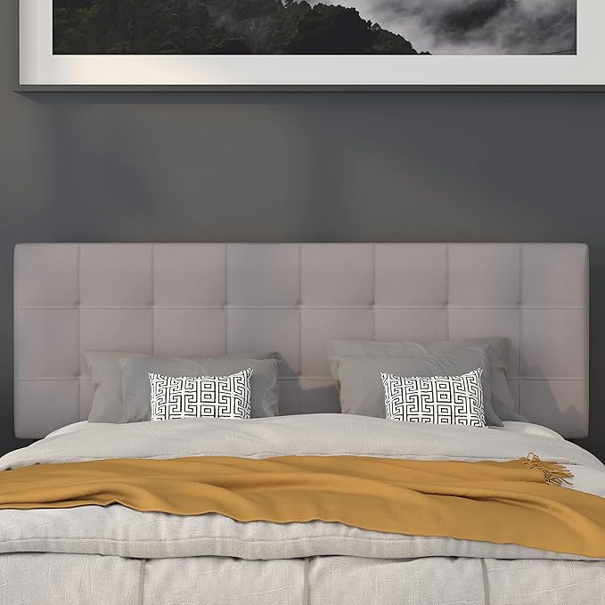 Flash Furniture Bedford Tufted Upholstered Queen Size Headboard in Light Gray