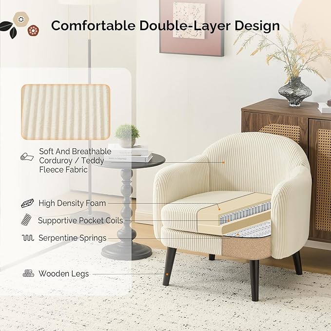 VINGLI 30.3" Wide Modern Barrel Accent Armchairs Set of 2