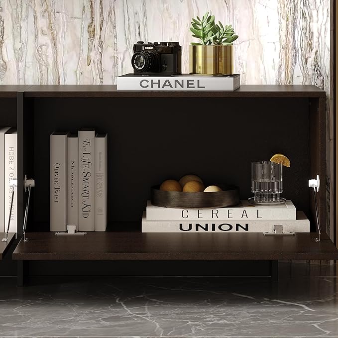 AIEGLE 71.7" W TV Stand with 3 Flip-Down Drawers, Modern Entertainment Center