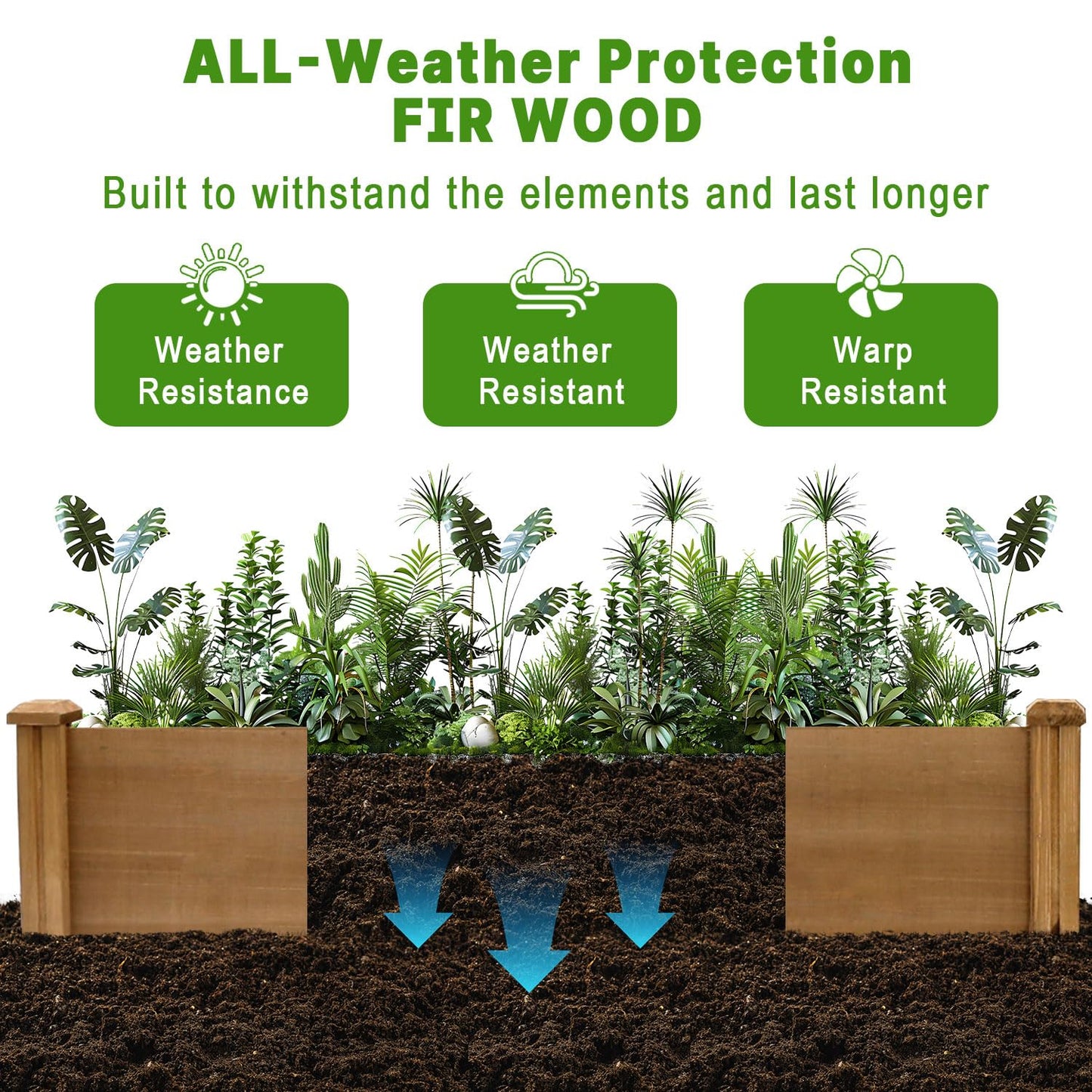 PetsCosset 8x2Ft Raised Garden Bed – Planter Box for Outdoor Plants, Fir Wood Garden Beds for Vegetable, Herb, and Flower Cultivation – Easy Assemble