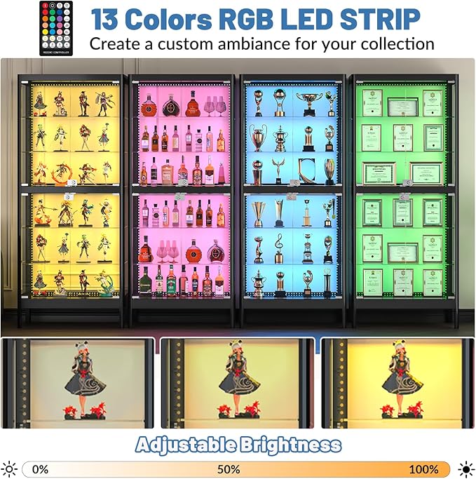 6-Tier Glass Display Cabinet