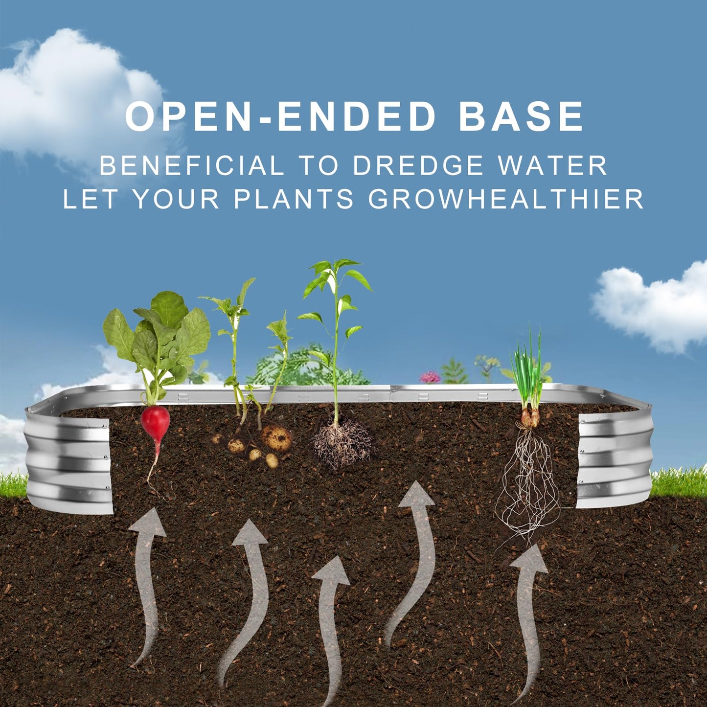 Colorfulbeetle Galvanized Raised Garden Bed Kit with 4 Internal Braces, 67x36x10in Large Metal Planter Raised Beds Outdoor, 0.8mm Thick Steel Outdoor Galvanized Planter with Vents, Silver (2PCS)